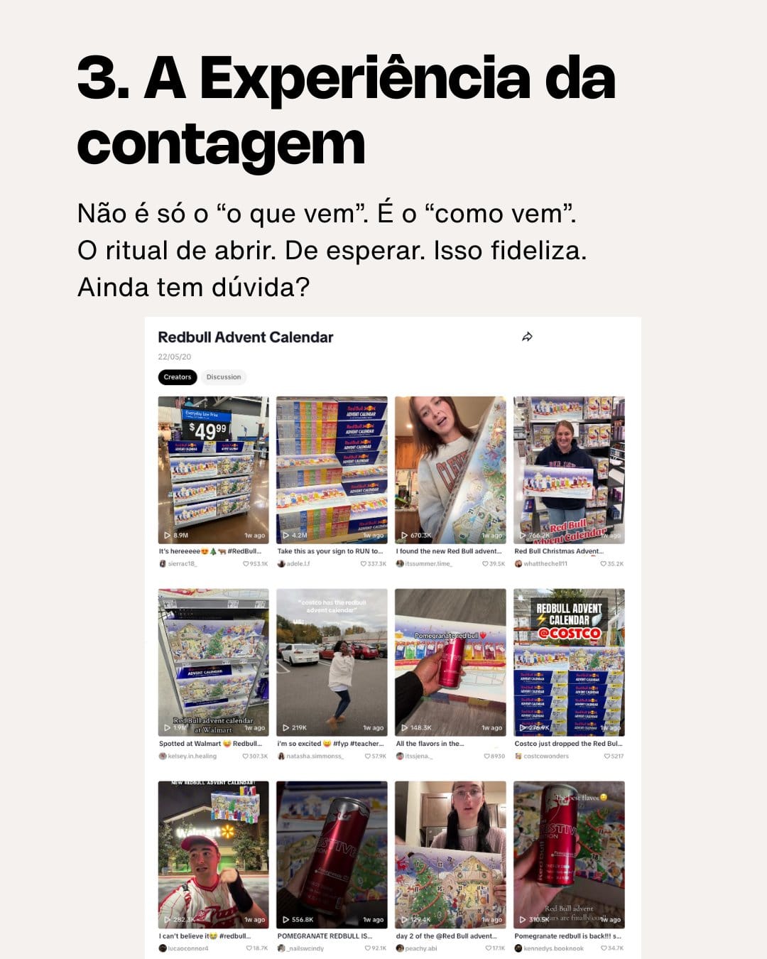 Card sobre experiência de contagem diária em calendários do advento